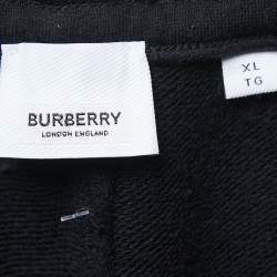 Burberry Black Checkford Cotton Knit Joggers XL