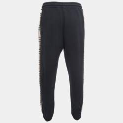 Burberry Black Checkford Cotton Knit Joggers XL