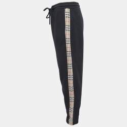 Burberry Black Checkford Cotton Knit Joggers XL