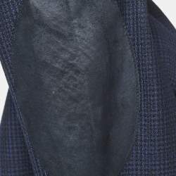Burberry Navy Blue Patterned Wool Single Breasted Blazer M