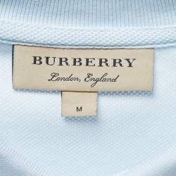 Burberry Light Blue Logo Embroidered Cotton Pique Polo T-Shirt M