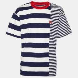 Burberry Blue Striped Cotton Knit Crewneck T-Shirt XL
