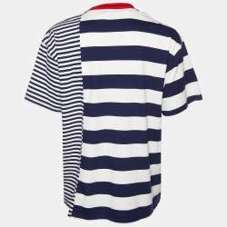 Burberry Blue Striped Cotton Knit Crewneck T-Shirt XL