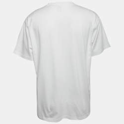 Pre Owned Burberry White Cotton Logo Applique T-Shirt L