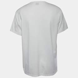 Pre Owned Burberry White Logo Embroidered Cotton Crew Neck Short Sleeve T-Shirt XL