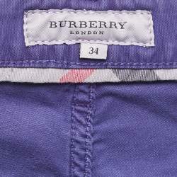 Burberry Purple Cotton Regular Fit Trousers L