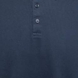 Burberry Navy Blue Cotton Pique Logo Intarsia Polo T-Shirt XL