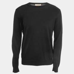 Burberry Black Wool Crew Neck Pullover L