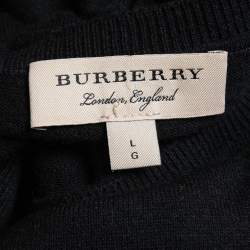 Burberry Black Wool Crew Neck Pullover L