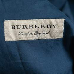 Burberry Navy Blue Cotton Button Front Blazer XXL