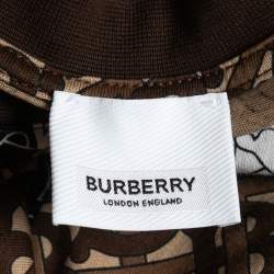 Pre Owned Burberry Brown TB Monogram Striped Cotton Crew Neck T-Shirt XS
