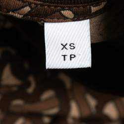 Pre Owned Burberry Brown TB Monogram Striped Cotton Crew Neck T-Shirt XS