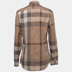 Burberry Brit Beige Novacheck Cotton Button Front Shirt S