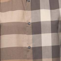 Burberry Brit Beige Novacheck Cotton Button Front Shirt S