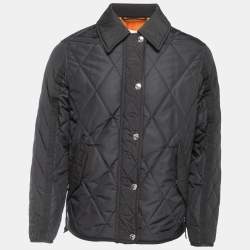 Burberry Black Quilted Nylon Zip Front Jacket XL