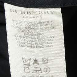 Pre Owned Burberry Black Logo Embroidered Cotton Button Front Slim Fit Shirt XL