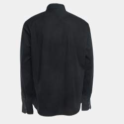 Pre Owned Burberry Black Logo Embroidered Cotton Button Front Slim Fit Shirt XL
