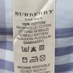 مملوكة مس بقًا Burberry Blue Plaid Cotton Button Down Full Sleeve Shirt XL