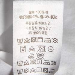 Pre Owned Burberry White Logo Printed Cotton Knit Crewneck T-Shirt S