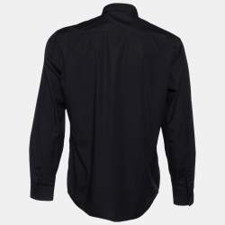Pre Owned Burberry Black Logo Pocket Detail Cotton Button Front Shirt L