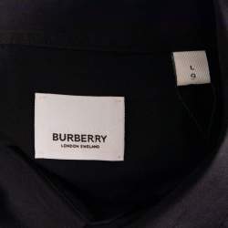 Pre Owned Burberry Black Logo Pocket Detail Cotton Button Front Shirt L