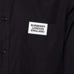 Pre Owned Burberry Black Logo Pocket Detail Cotton Button Front Shirt L