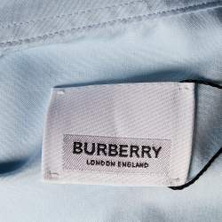 Pre Owned Burberry Blue Logo Pocket Detail Cotton Button Front Shirt L