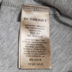 Burberry Grey Logo Embroidered Cotton Half Sleeve T-Shirt L