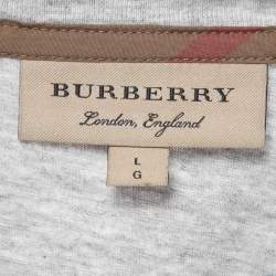 Burberry Grey Logo Embroidered Cotton Half Sleeve T-Shirt L