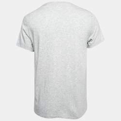 Burberry Grey Logo Embroidered Cotton Half Sleeve T-Shirt L