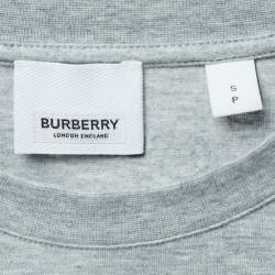 Pre Owned Burberry Grey Swan Printed Cotton T-Shirt S