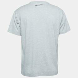 Pre Owned Burberry Grey Swan Printed Cotton T-Shirt S