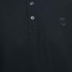 Pre Owned Burberry Black Cotton Icon Stripe Polo T-Shirt XL