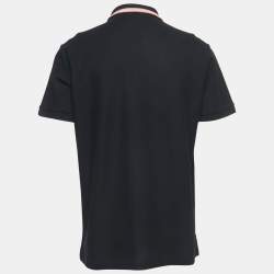 Pre Owned Burberry Black Cotton Icon Stripe Polo T-Shirt XL