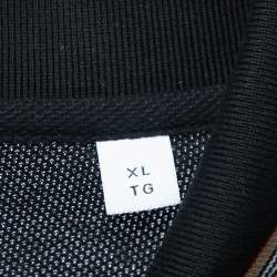 Pre Owned Burberry Black Cotton Icon Stripe Polo T-Shirt XL