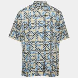 Burberry Blue Takeley Check Print Cotton Button Down Shirt XL