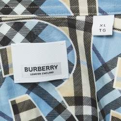 Burberry Blue Takeley Check Print Cotton Button Down Shirt XL