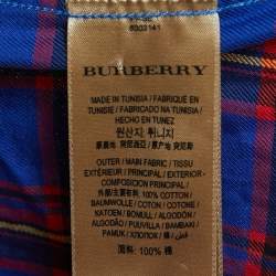 Pre Owned Burberry Blue Checked Cotton Pocket Detail Shirt M