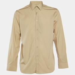 Burberry Beige Cotton Button Front Full Sleeve Shirt L