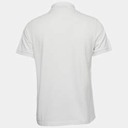 Pre Owned Burberry White Cotton Pique Polo T-Shirt L