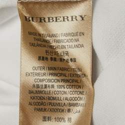 Pre Owned Burberry White Cotton Pique Polo T-Shirt L