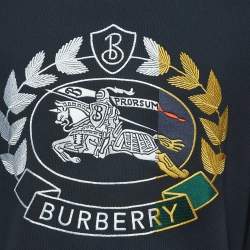 Burberry Navy Blue Cotton Embroidered Sweatshirt M