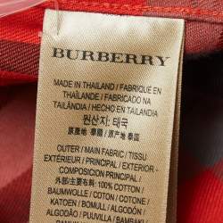 Burberry Orange Checked Cotton Long Sleeve Button Front Shirt M