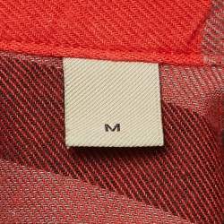 Burberry Orange Checked Cotton Long Sleeve Button Front Shirt M