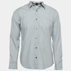Pre Owned Burberry Light Blue Stretch Cotton Long Sleeve Classic Shirt M