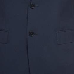 Pre Owned Burberry Navy Blue Wool Single Breasted Suit M
