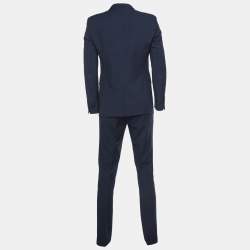 Pre Owned Burberry Navy Blue Wool Single Breasted Suit M
