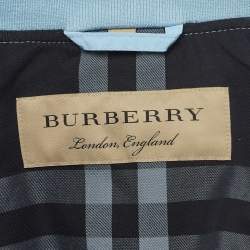 Burberry Blue Textured Synthetic Zipper Bomber Jacket XL
