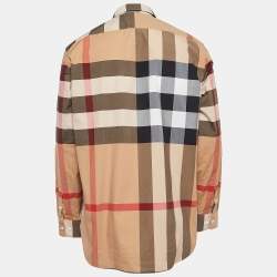 Pre Owned Burberry Beige Checked Cotton Button Front Full Sleeve Shirt XL