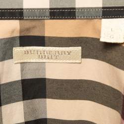 Pre Owned Burberry Brown Checked Cotton Long Sleeve Shirt L